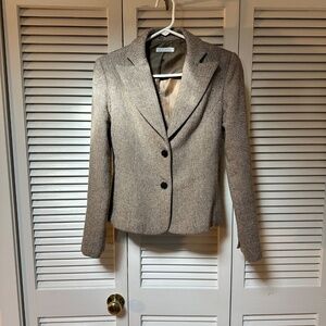 Chaiken Wool Tweed Two Button Jacket Notched Lapel Brown Beige Neutral Size 4